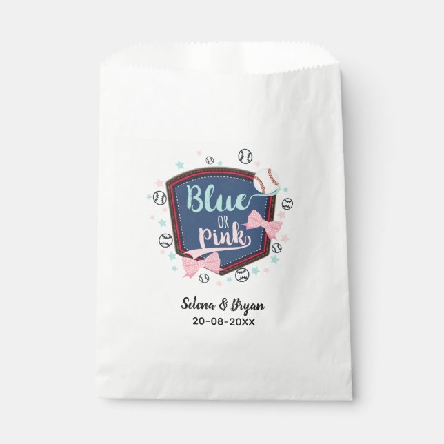 baseball gender reveal favor bag (Front)