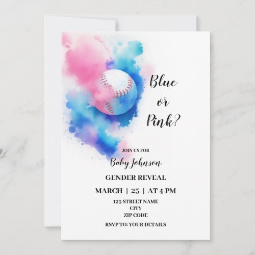 Baseball gender reveal invitation
