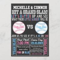 Baseball Gender Reveal Party Invitation Chalkboard