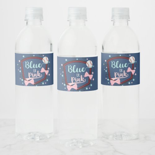 Baseball gender Reveal Water Bottle Label