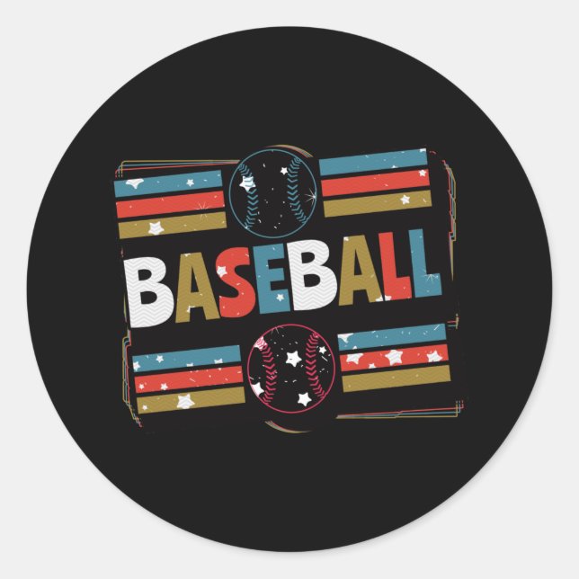 Baseball Geometric Abstract Art Classic Round Sticker (Front)