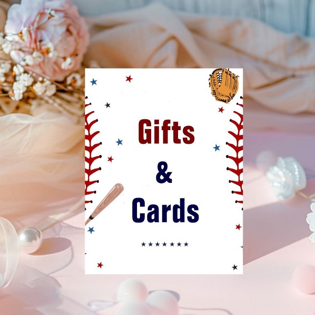 Baseball Gift and Card Birthday Baby Shower Favor Pedestal Sign (Creator Uploaded)