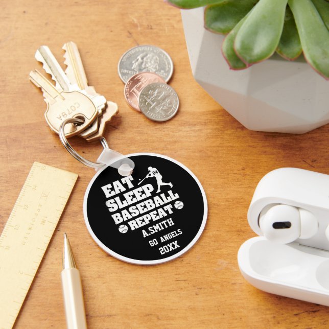 Baseball Gifts Eat Sleep Baseball Repeat Keychain (Desk)