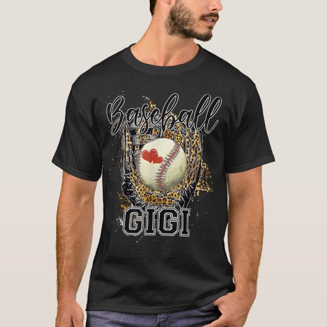 Baseball Gigi Leopard Baseball Lovers Family Mothe T-Shirt (Front)