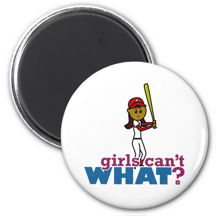 Baseball Girl in Red Magnets