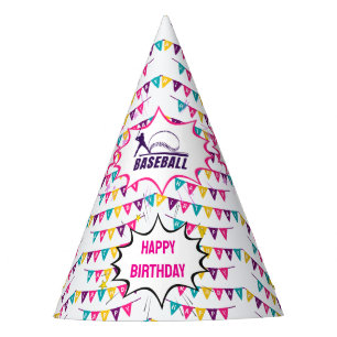 Baseball Girl Player Birthday Party Hat