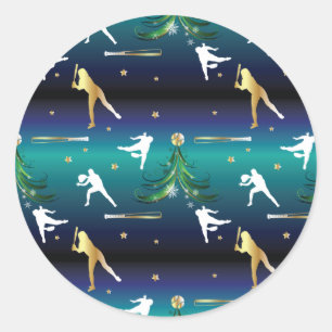 Baseball Girls Softball Christmas Classic Round Sticker