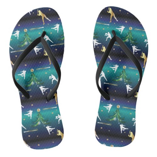 Baseball Girls Softball Christmas Flip Flops