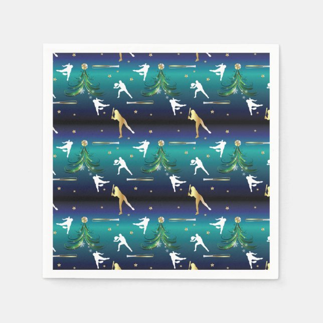 Baseball Girls Softball Christmas Napkins (Front)