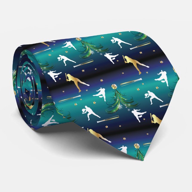 Baseball Girls Softball Christmas Neck Tie (Rolled)