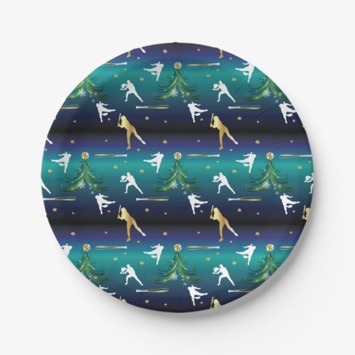 Baseball Girls Softball Christmas Paper Plates