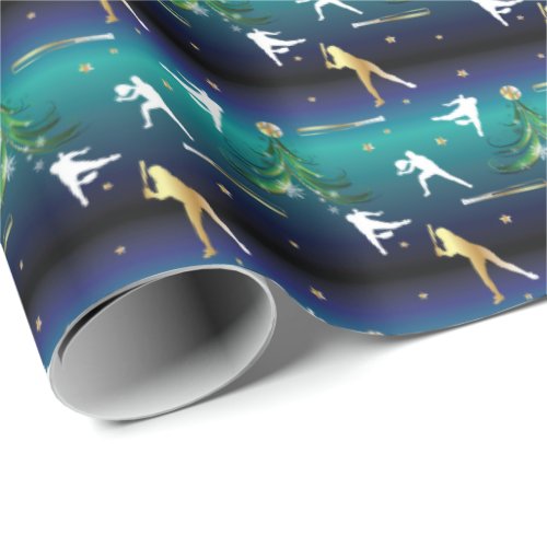 Baseball Girls Softball Christmas Wrapping Paper