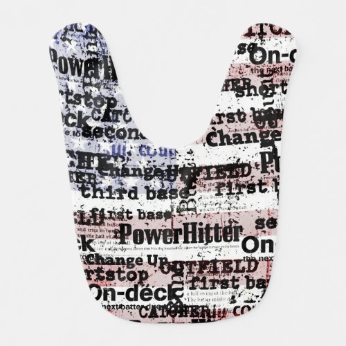 Baseball Glory  Faded Grunge American Flag Words Baby Bib