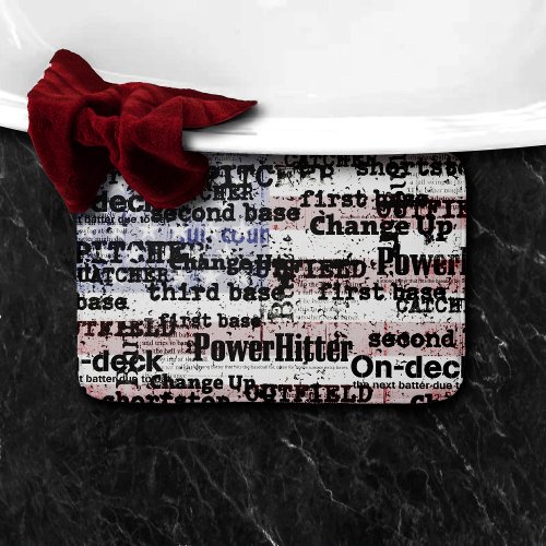 Baseball Glory  Faded Grunge American Flag Words Bath Mat