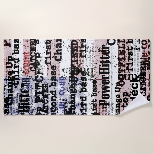 Baseball Glory  Faded Grunge American Flag Words Beach Towel