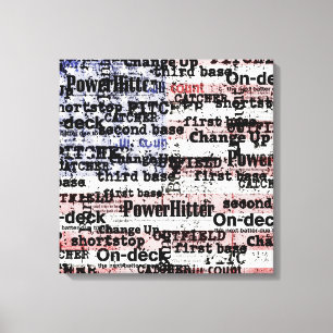 Baseball Glory   Faded Grunge American Flag Words Canvas Print