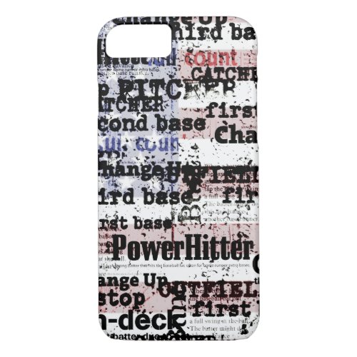 Baseball Glory  Faded Grunge American Flag Words iPhone 87 Case