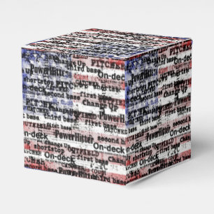 Baseball Glory Faded Grunge American Flag Words Favor Boxes