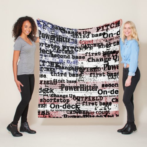 Baseball Glory  Faded Grunge American Flag Words Fleece Blanket