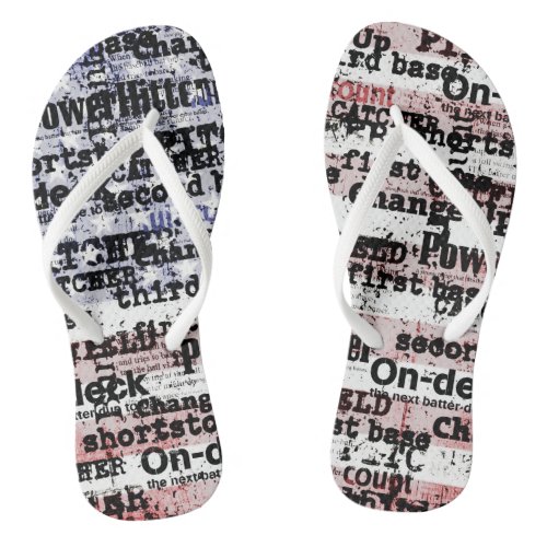 Baseball Glory  Faded Grunge American Flag Words Flip Flops