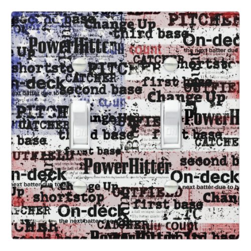 Baseball Glory  Faded Grunge American Flag Words Light Switch Cover