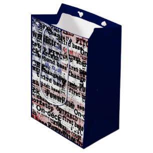 Baseball Glory Faded Grunge American Flag Words Medium Gift Bag