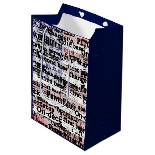 Baseball Glory  Faded Grunge American Flag Words Medium Gift Bag