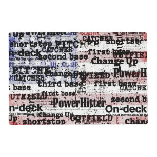 Baseball Glory Faded Grunge American Flag Words Placemat