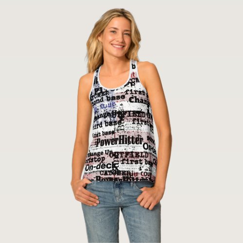 Baseball Glory  Faded Grunge American Flag Words Tank Top