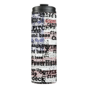 Baseball Glory Faded Grunge American Flag Words Thermal Tumbler