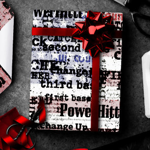 Baseball Glory Faded Grunge American Flag Words Wrapping Paper