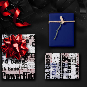 Baseball Glory Faded Grunge American Flag Words Wrapping Paper Sheets