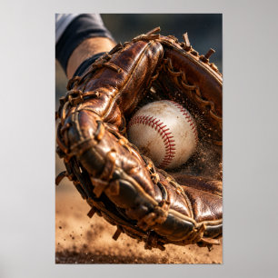 Baseball Glove and Ball Close Up Sports Wall Art