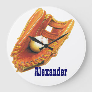 Baseball Glove and Ball Large Clock