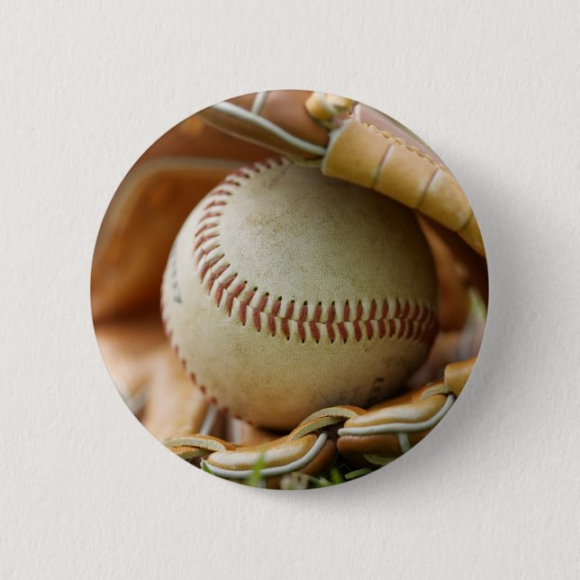 Baseball Glove and Ball Pinback Button (Front)