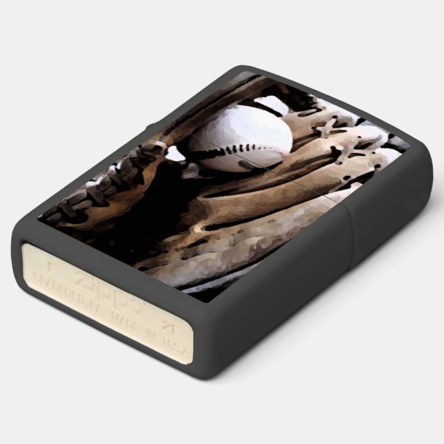 Baseball Glove and Ball Sports Zippo Lighter (Angled)