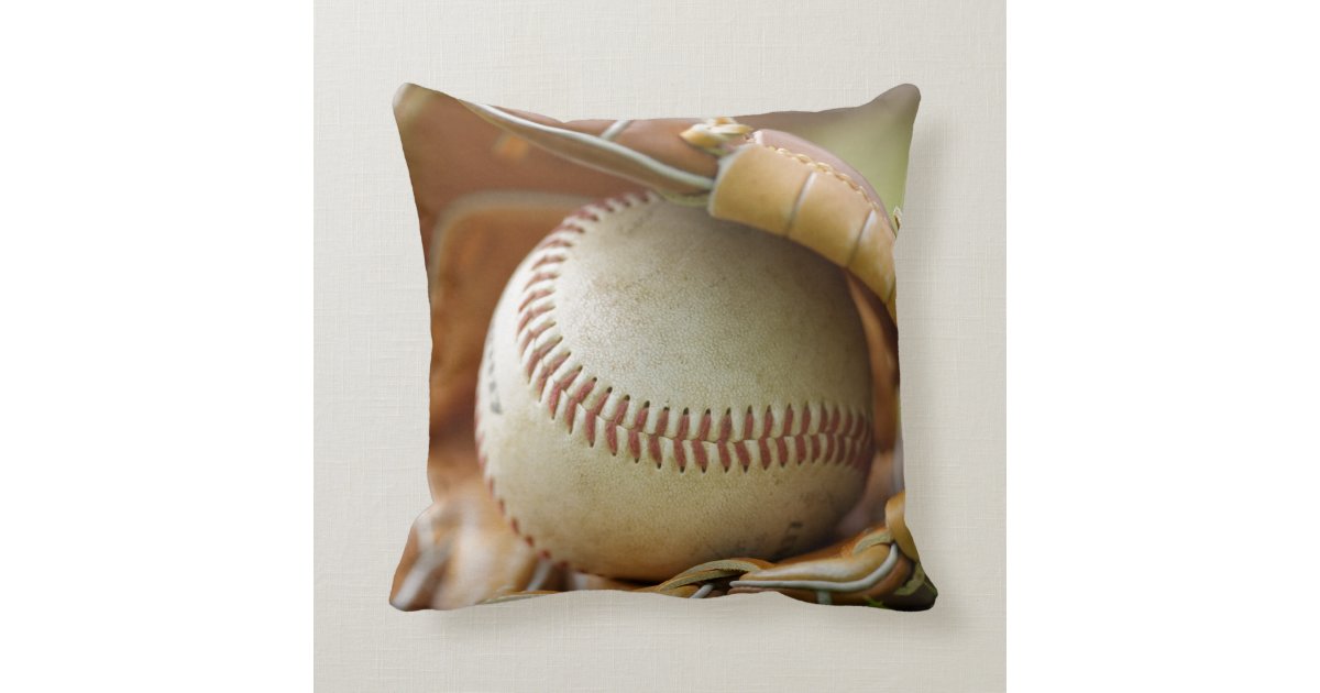 Baseball Glove and Ball Throw Pillow