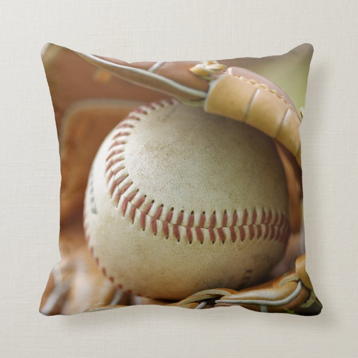 Baseball Glove and Ball Throw Pillow