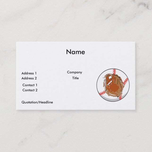 baseball glove and baseball vector design business card (Front)