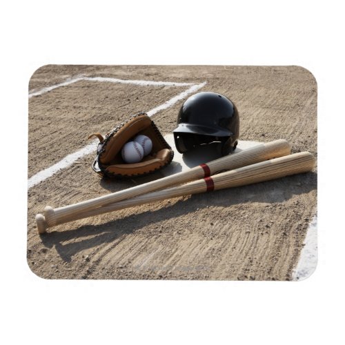 Baseball glove balls bats and baseball helmet magnet
