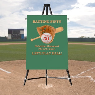 Baseball Glove Batting Fifty Men's 50th Birthday Foam Board