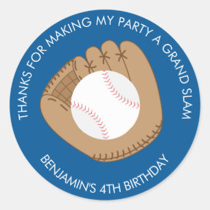 Baseball Glove Birthday Party Classic Round Sticker