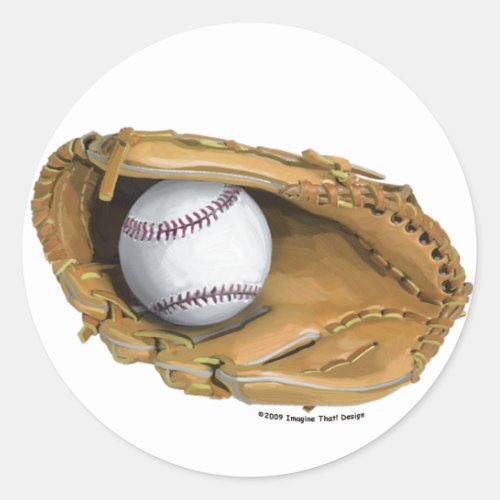 Baseball Glove Classic Round Sticker