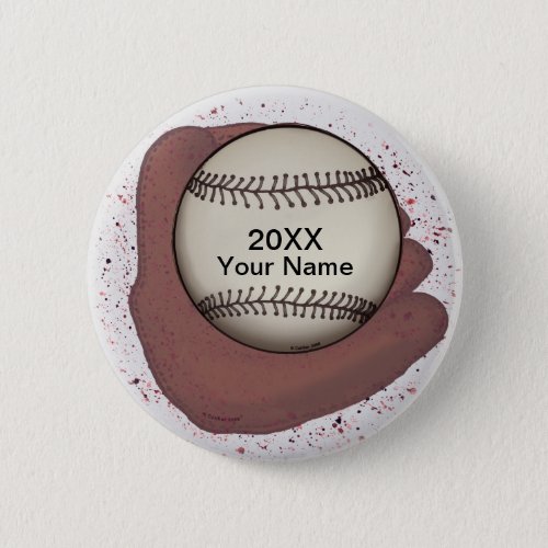 Baseball Glove custom name pin button