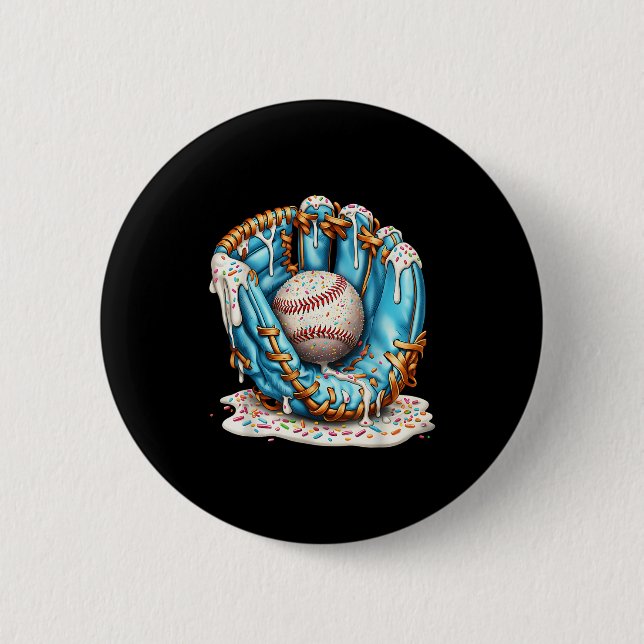 Baseball Glove Ice Cream Drip With Sprinkles Men B Button (Front)