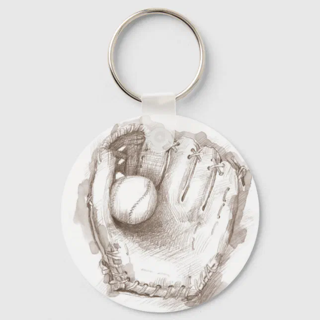 Baseball & Glove Keychain Zazzle