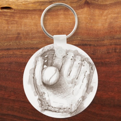 Baseball & Glove Keychain Zazzle