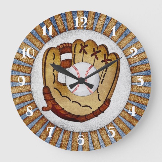 Baseball Glove Wall Clock Sports Baseball Player (Front)