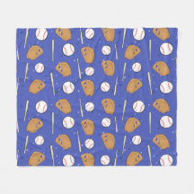Baseball - Gloves, Balls & Bats on Blue Background