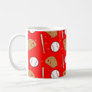 Baseball - Gloves, Balls & Bats on Red Background  Coffee Mug